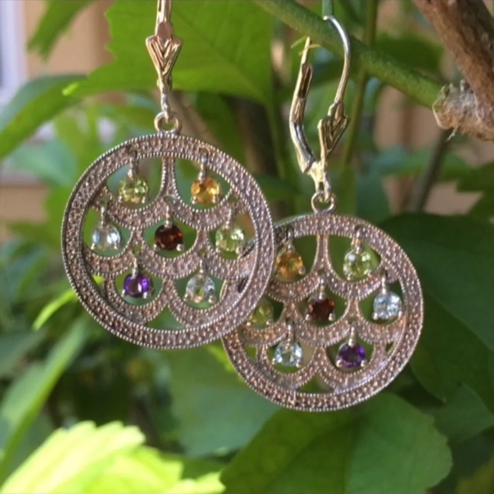 14k gold earrings with gemstones - Picture 4 of 7